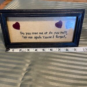 Framed Heart Embroidery Wall Accent in Black Frame